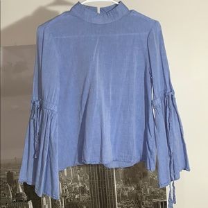 Zara denim trumpet sleeve shirt